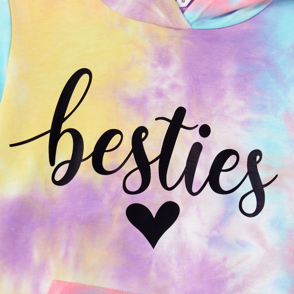 100% Cotton Letter Print Colorful Tie Dye Long-sleeve Hoodies for Mom and Me Colorful big image 4