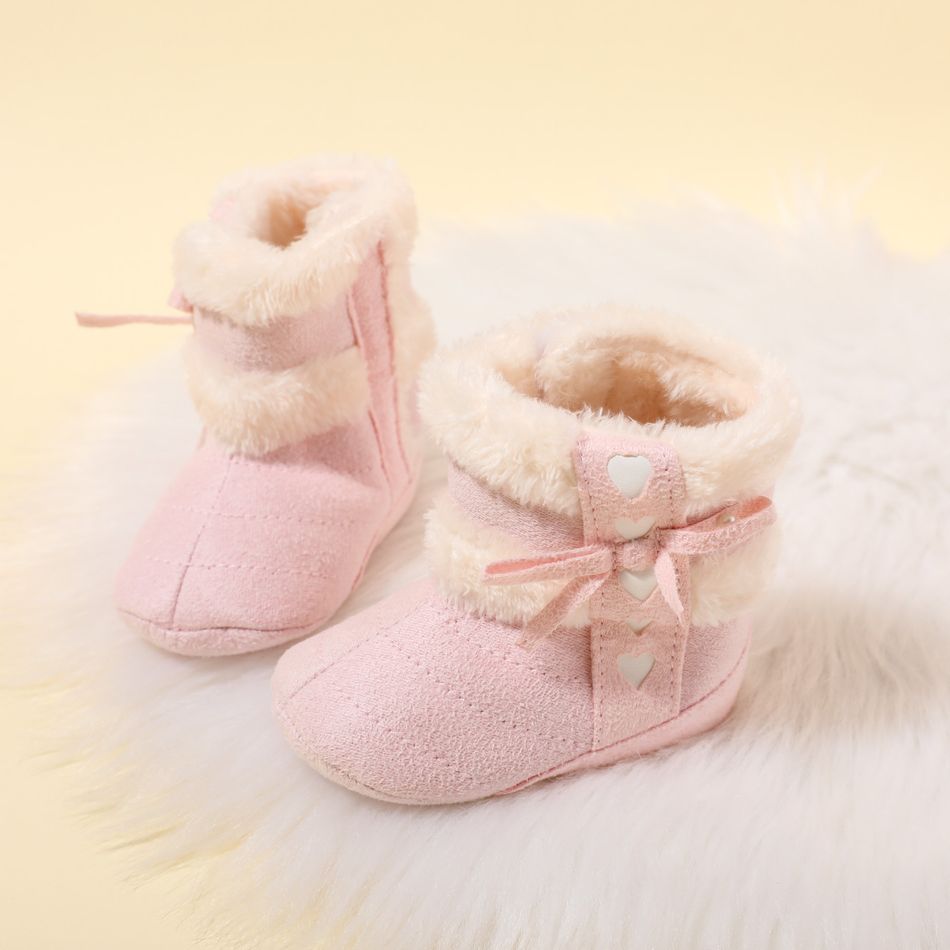 Baby / Toddler Pompom Decor Fleece-lining Prewalker Shoes Light Pink big image 2