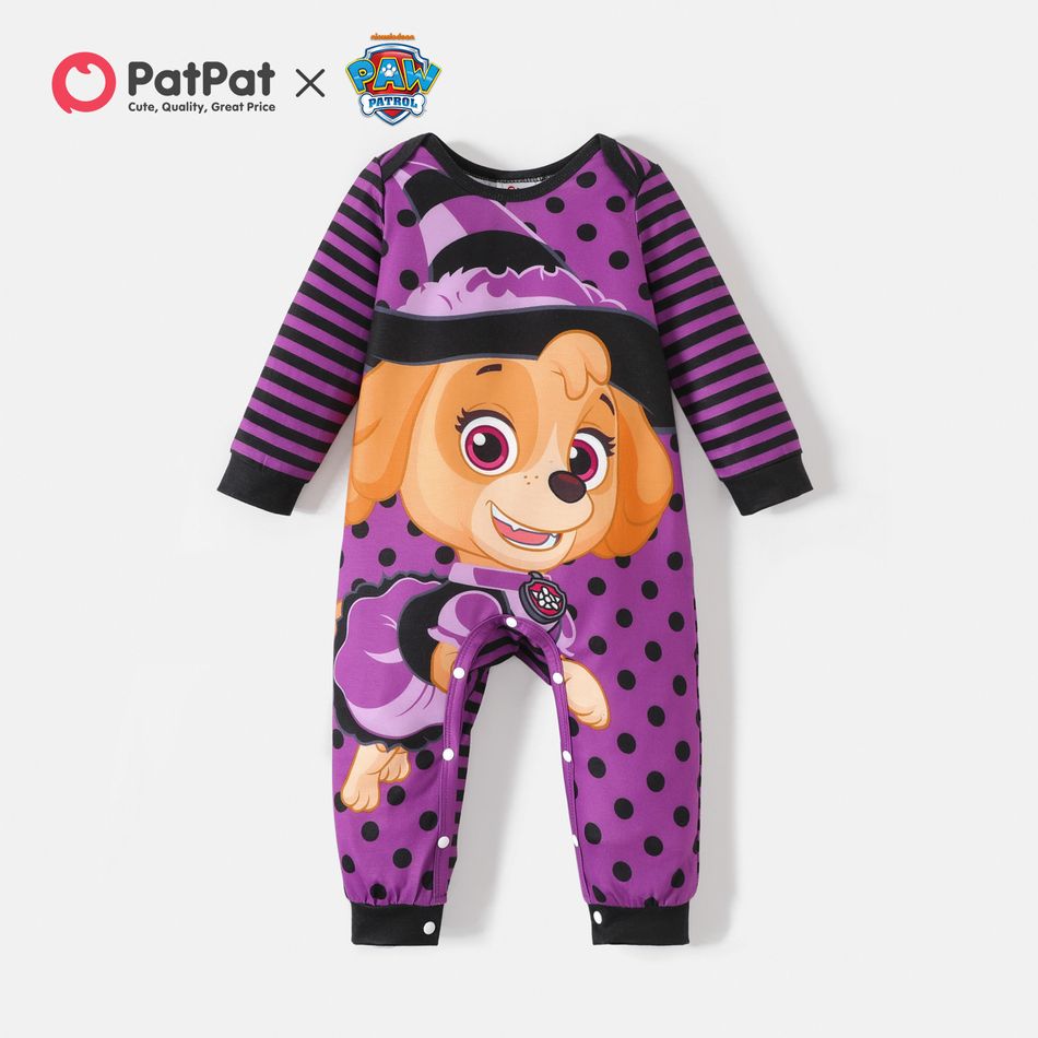 PAW Patrol Halloween Little Boy/Girl Long-sleeve Striped Graphic Jumpsuit Purple big image 1