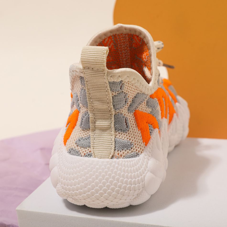 Toddler / Kid Knit Panel Lace Up Sneakers Orange big image 5