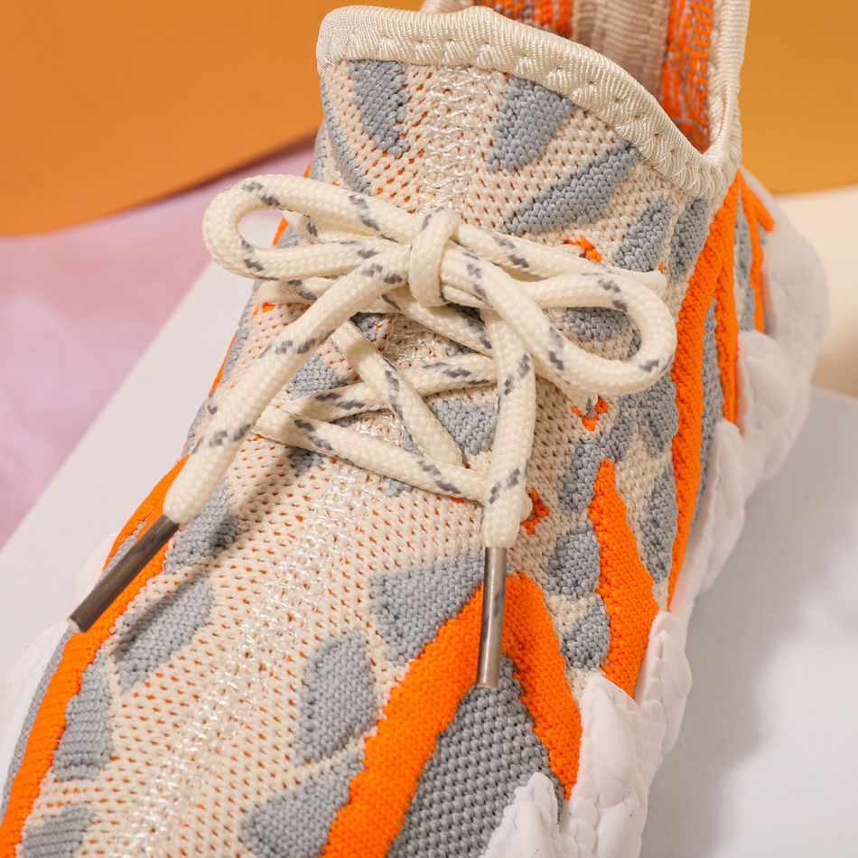 Toddler / Kid Knit Panel Lace Up Sneakers Orange big image 4