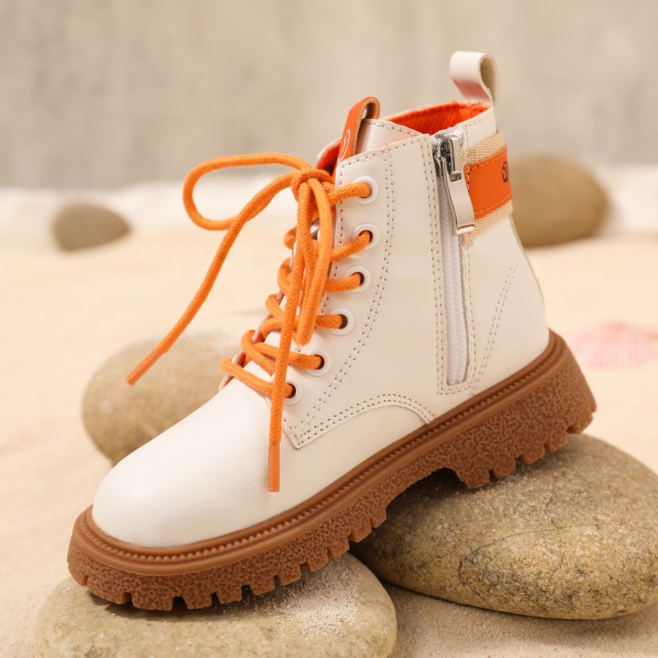 Toddler / Kid Fashion Letter Graphic Lace Up Boots White big image 3