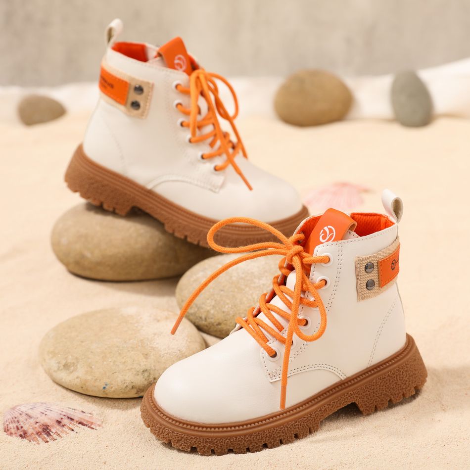 Toddler / Kid Fashion Letter Graphic Lace Up Boots White big image 2