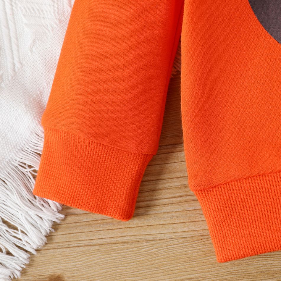 Halloween Baby Boy/Girl 100% Cotton Long-sleeve Glow In The Dark Pumpkin Face Print Sweatshirt orangered big image 7