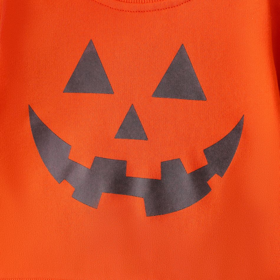 Halloween Baby Boy/Girl 100% Cotton Long-sleeve Glow In The Dark Pumpkin Face Print Sweatshirt orangered big image 6