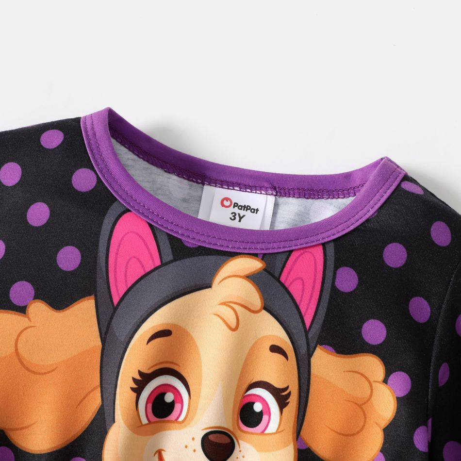 Paw Patrol Toddler Girl Halloween Polka dots Mesh Splice Long-sleeve Dress Purple big image 4