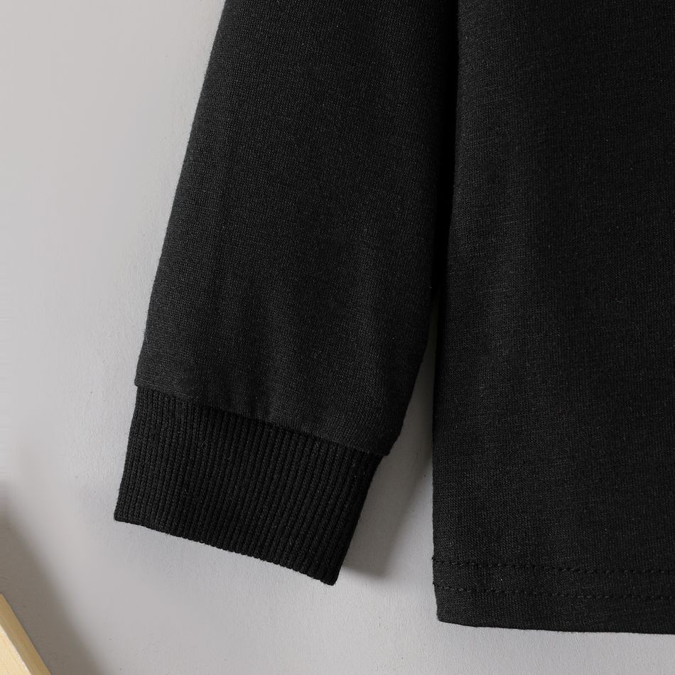 2pcs Baby Boy Long-sleeve Sweatshirt and Allover Boho Print Sweatpants Set Black big image 4