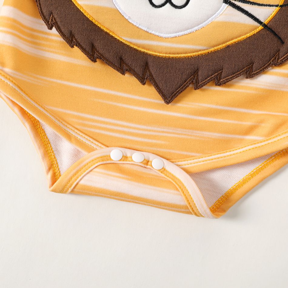 Baby Boy/Girl 3D Lion Design Striped Long-sleeve Romper Yellow big image 4