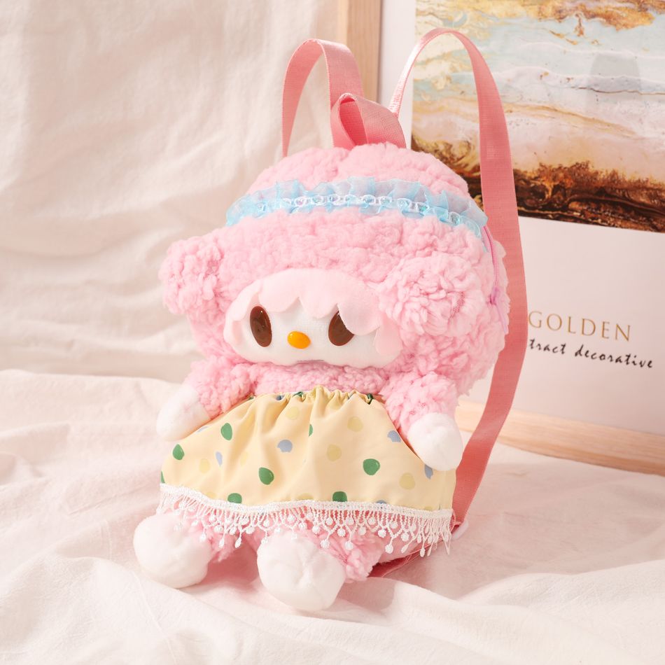 Kids Plush Doll Toy Backpack for Girls Pink big image 6