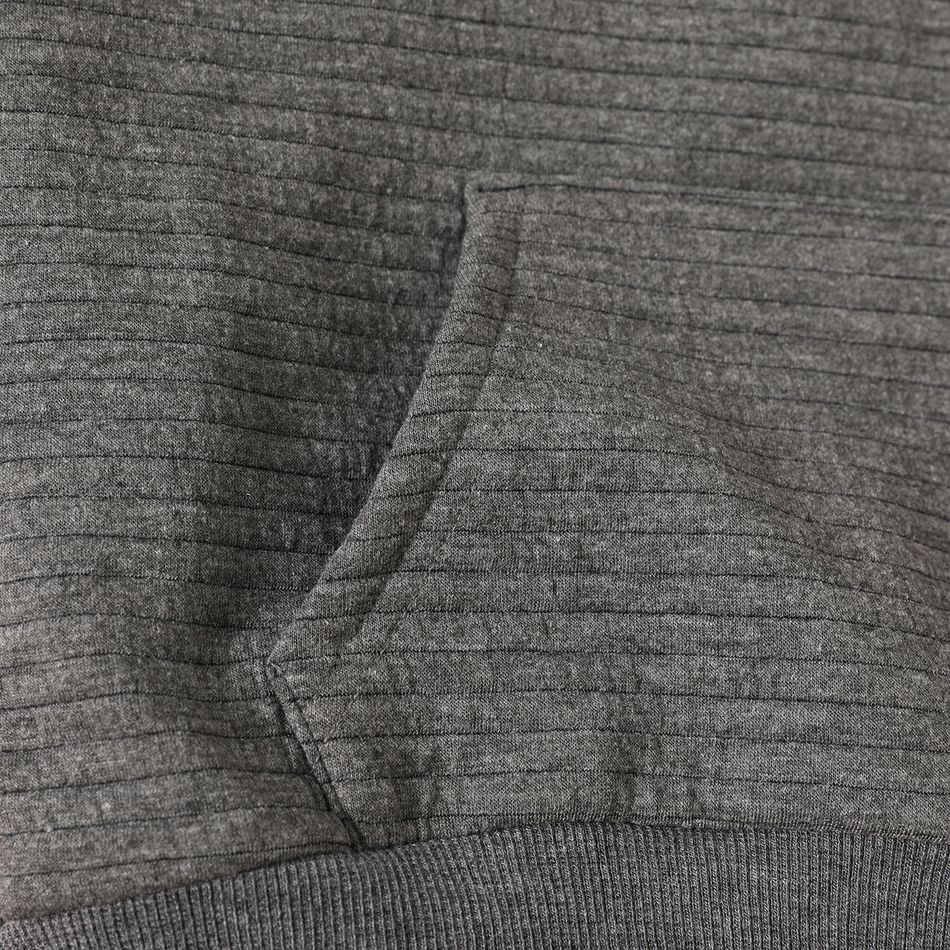 Kid Boy Solid Color Pocket Design Textured Hoodie Sweatshirt Grey big image 3