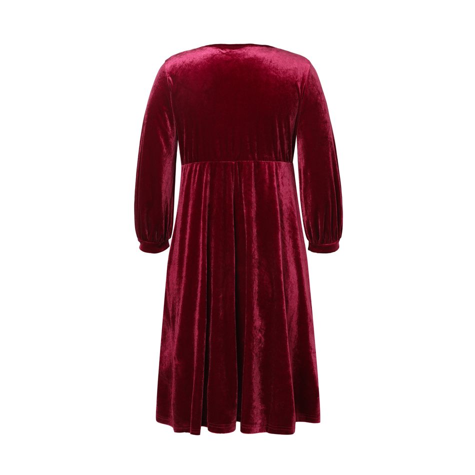 Nursing Velvet Red Short-sleeve Dress WineRed big image 3