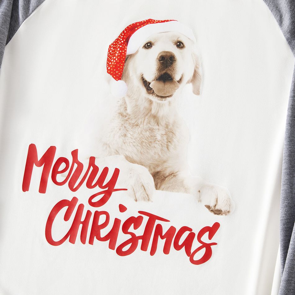 Christmas Family Matching Raglan-sleeve Dog & Letter Print Pajamas Sets (Flame Resistant) Multi-color big image 4