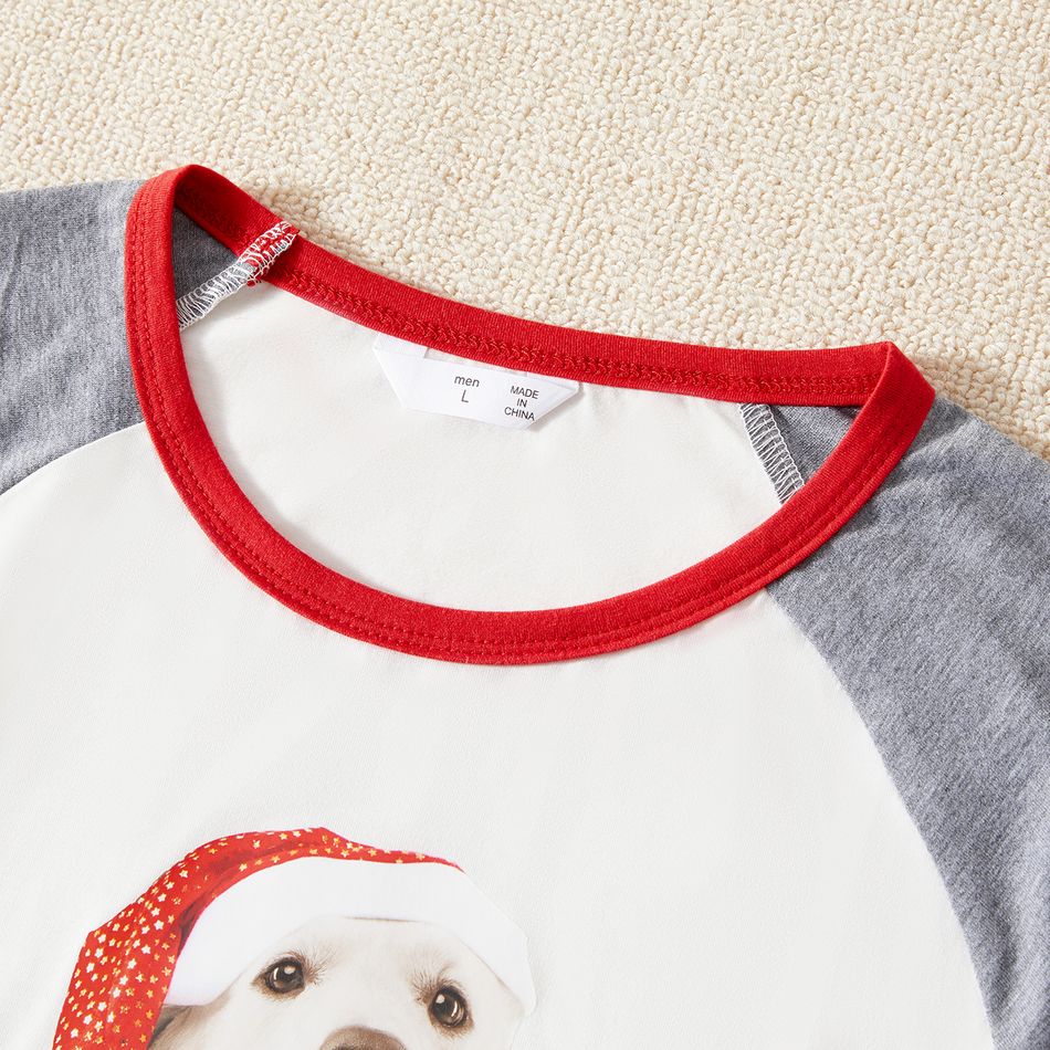 Christmas Family Matching Raglan-sleeve Dog & Letter Print Pajamas Sets (Flame Resistant) Multi-color big image 12
