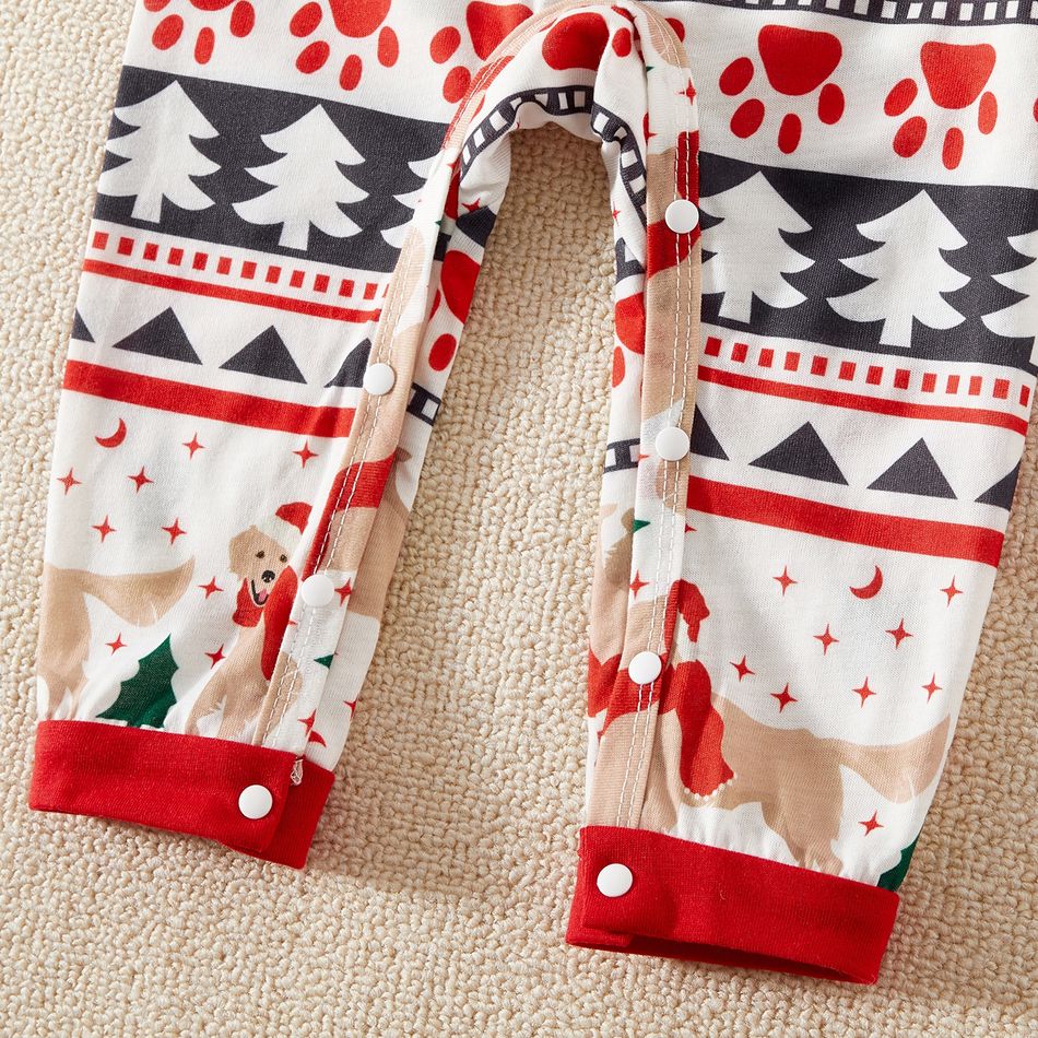 Christmas Family Matching Raglan-sleeve Dog & Letter Print Pajamas Sets (Flame Resistant) Multi-color big image 9