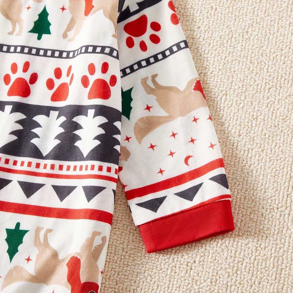 Christmas Family Matching Raglan-sleeve Dog & Letter Print Pajamas Sets (Flame Resistant) Multi-color big image 11