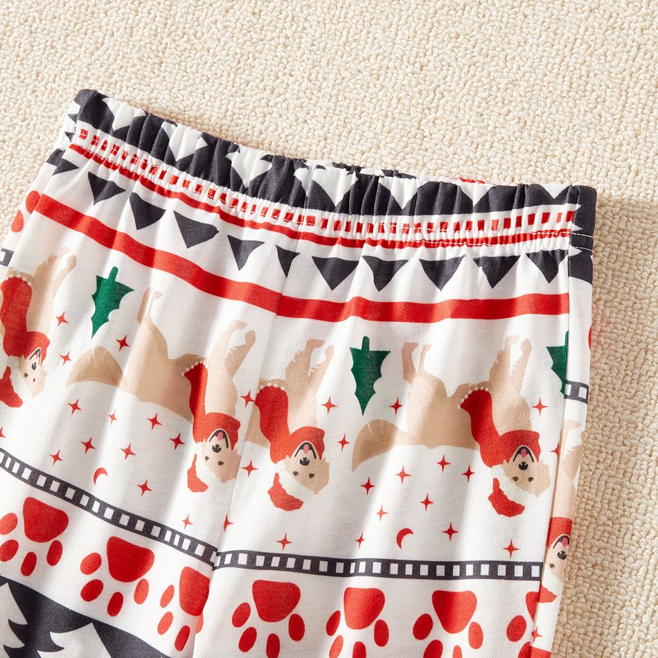 Christmas Family Matching Raglan-sleeve Dog & Letter Print Pajamas Sets (Flame Resistant) Multi-color big image 7