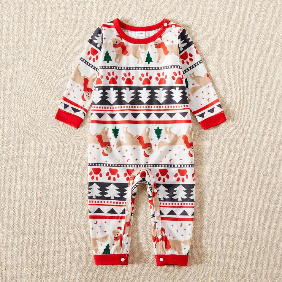 Christmas Family Matching Raglan-sleeve Dog & Letter Print Pajamas Sets (Flame Resistant) Multi-color big image 6