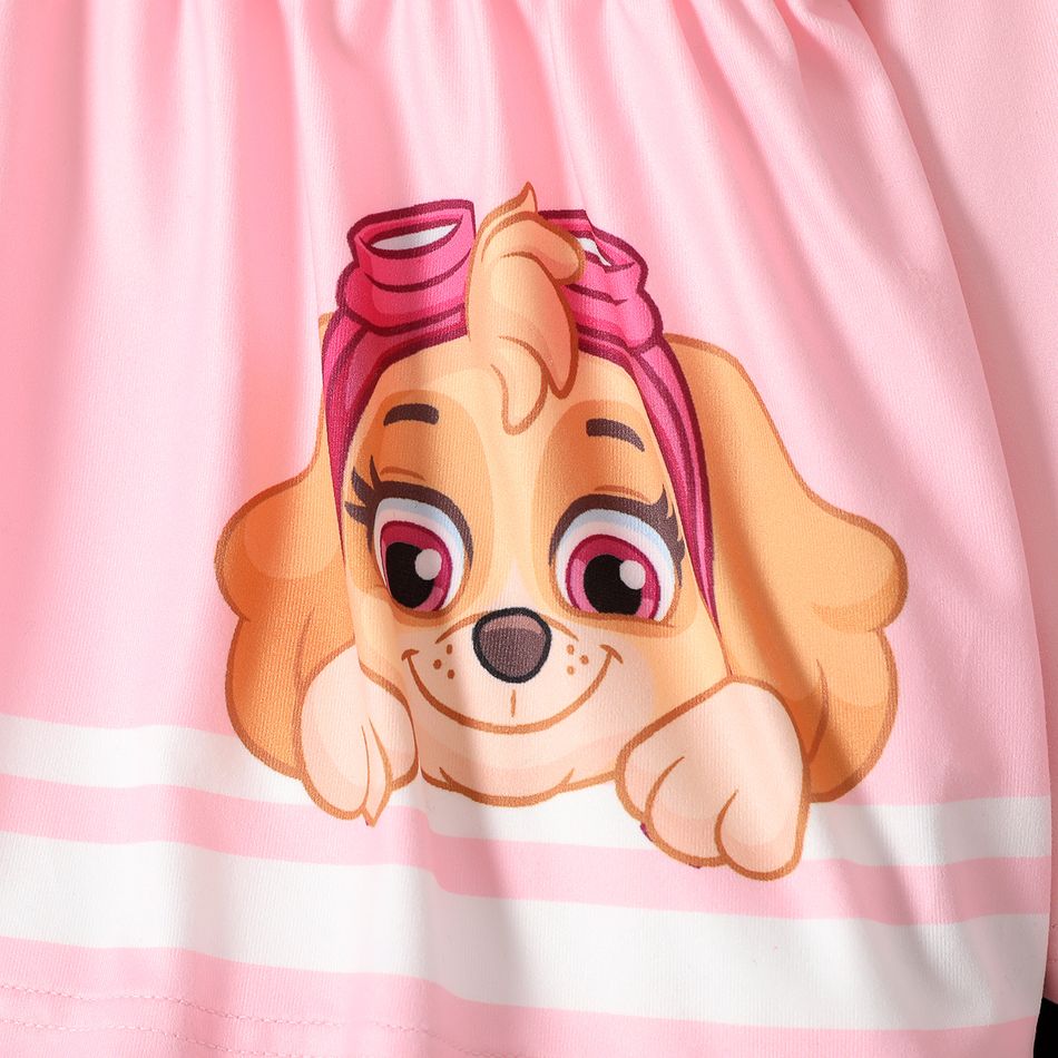 Paw Patrol 2pcs Toddler Girl Ruffled Striped Long-sleeve Pink Tee and Allover Print Leggings Set Pink big image 2