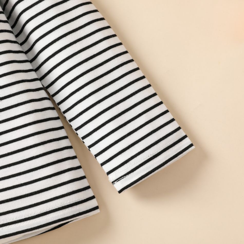 Toddler Girl Stripe Stand Collar Long-sleeve Tee Black big image 4