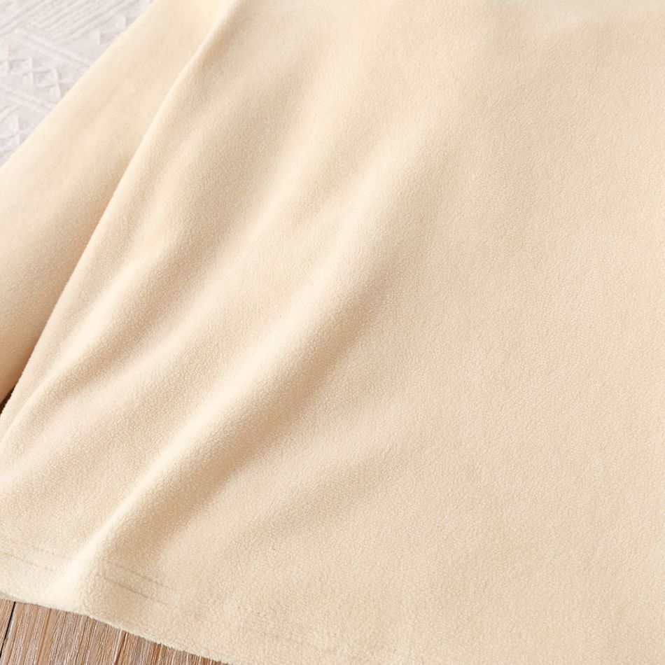 Toddler Boy Basic Solid Color Turtleneck Fleece Long-sleeve Tee Apricot big image 5