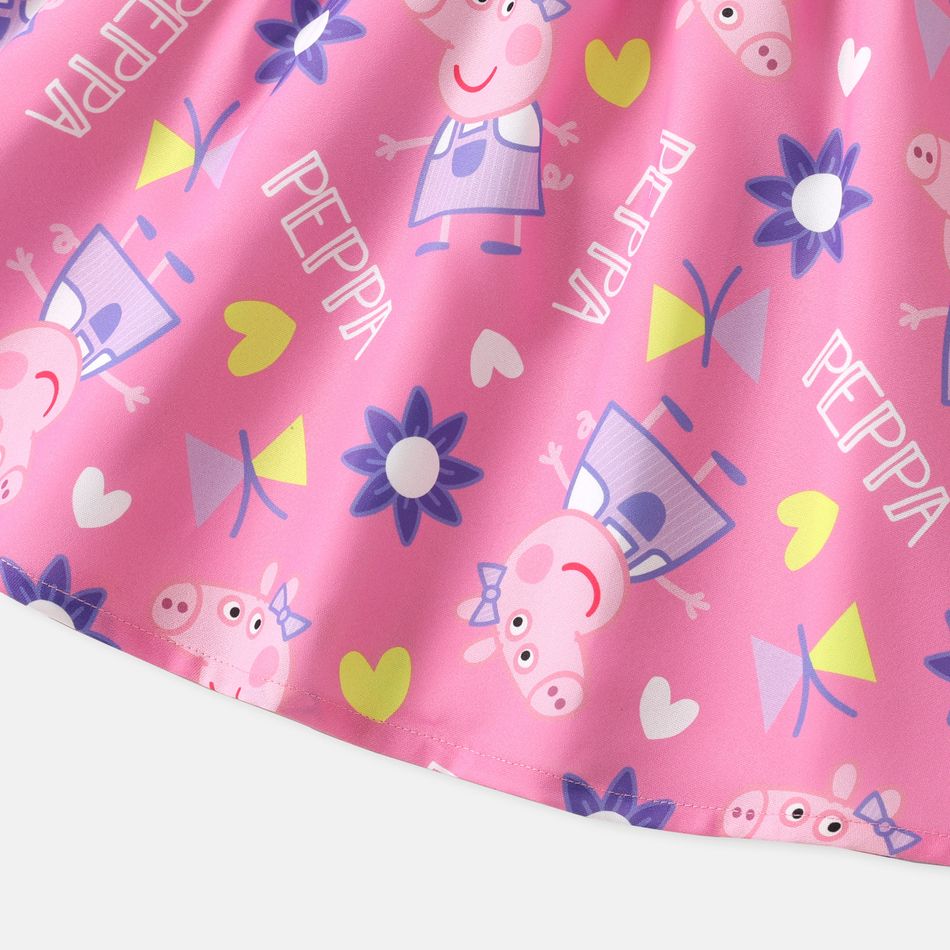 Peppa Pig 2pcs Toddler Girl Letter Print Long-sleeve White Tee and Allover Print Skirt Set ColorBlock big image 4