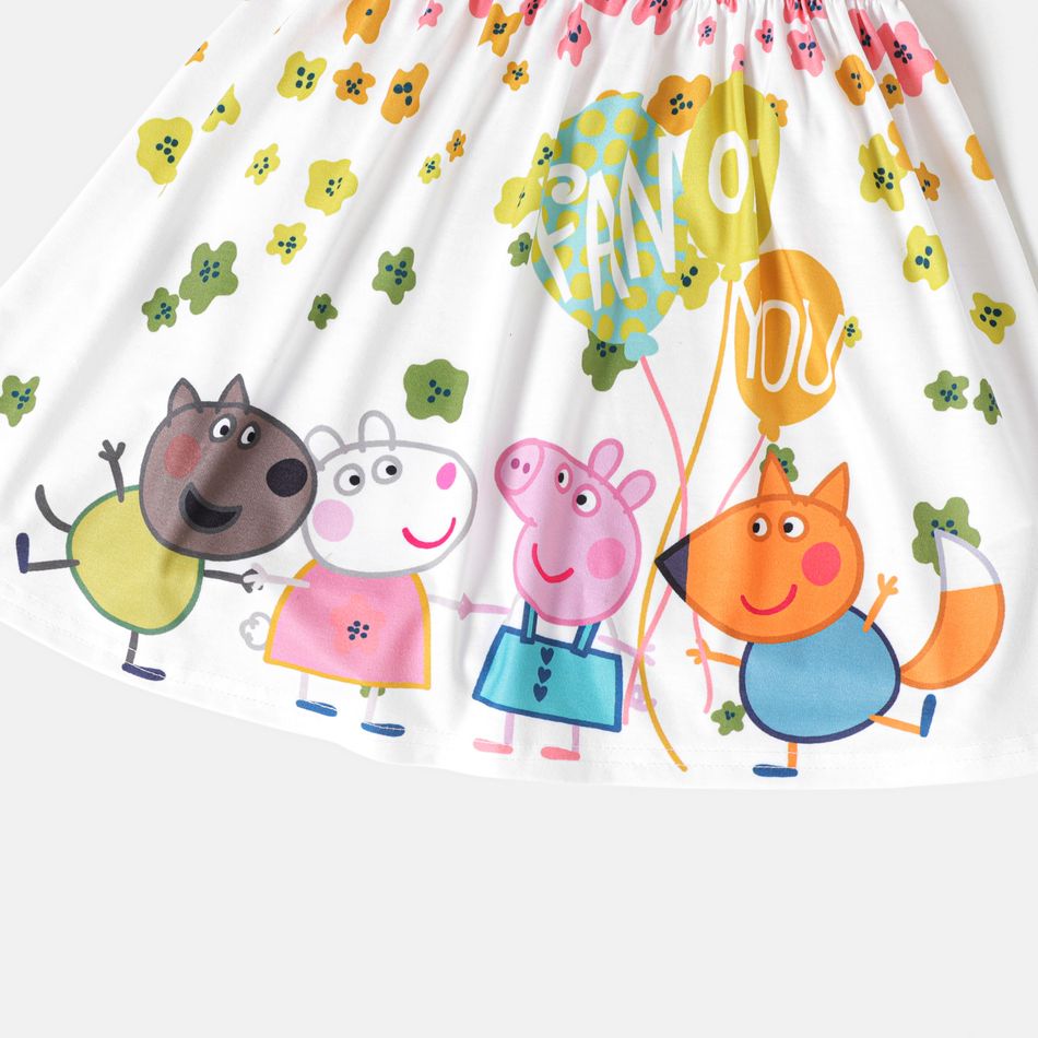 Peppa Pig 2pcs Toddler Girl Floral Print Sleeveless Dress and Ruffled Cotton Cardigan Set Colorful big image 5