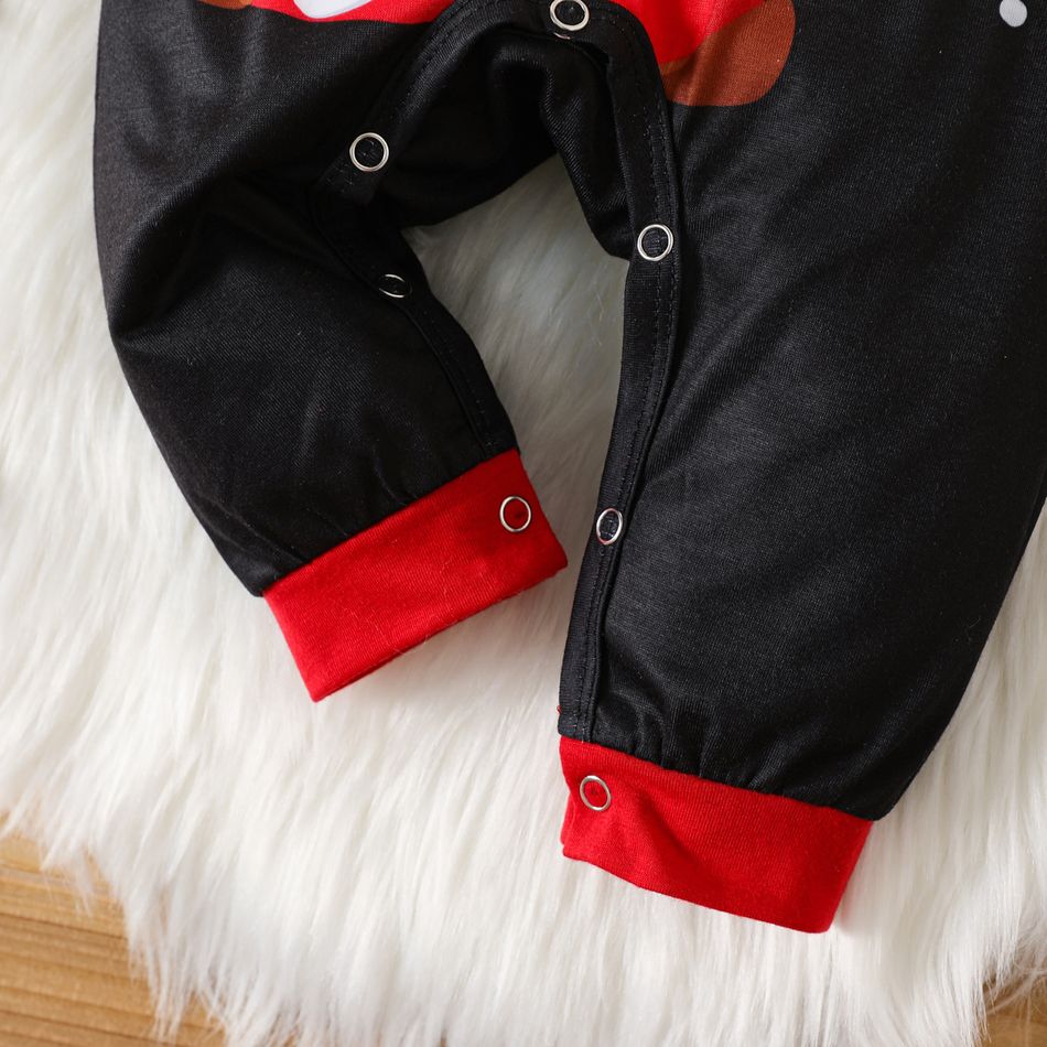 Christmas Baby Boy Santa Claus & Letter Print Raglan-sleeve Jumpsuit redblack big image 5
