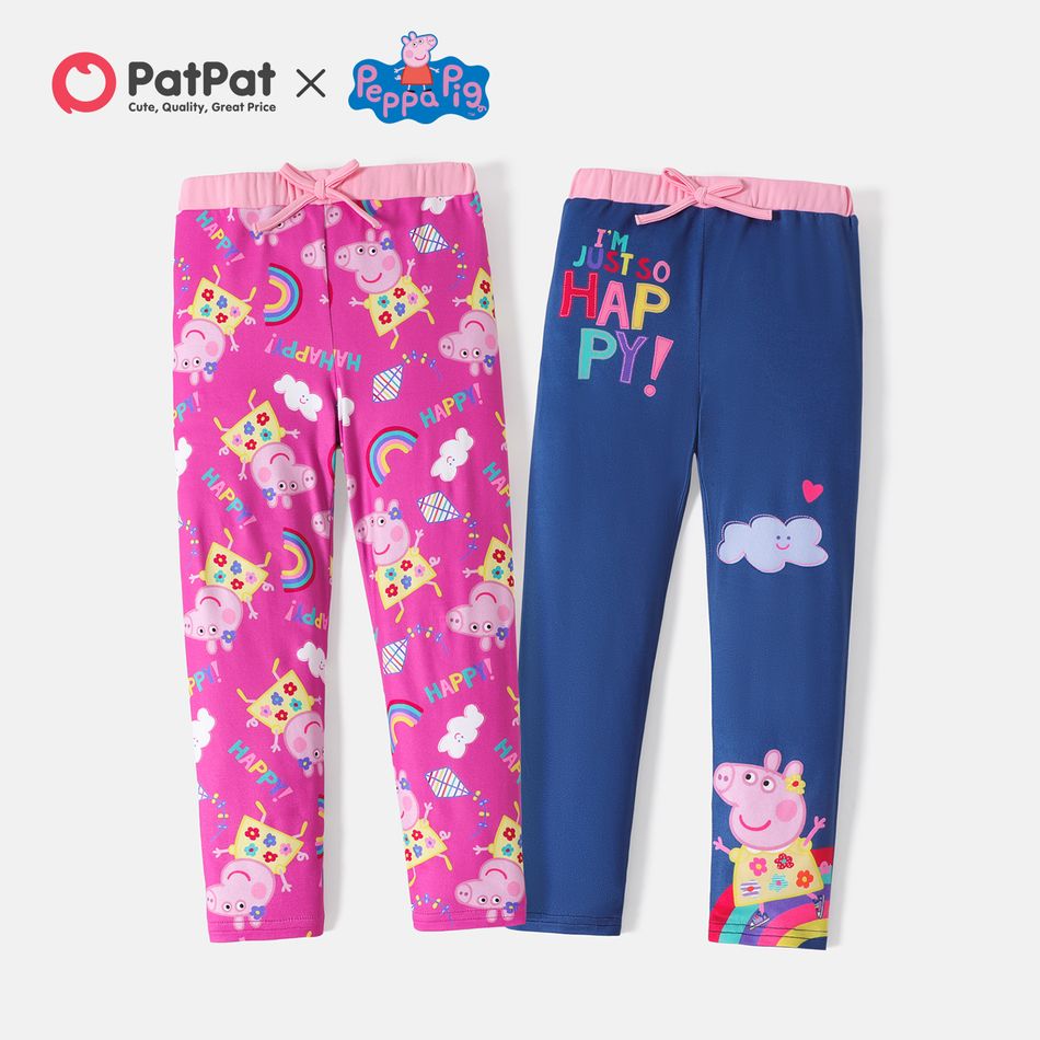 Peppa Pig Toddler Girl Letter Rainbow Print Bowknot Design Leggings Tibetanblue big image 6