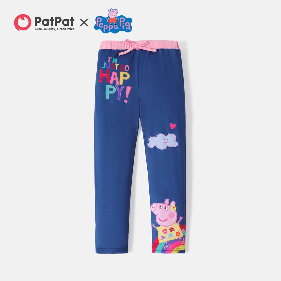 Peppa Pig Toddler Girl Letter Rainbow Print Bowknot Design Leggings Tibetanblue big image 1