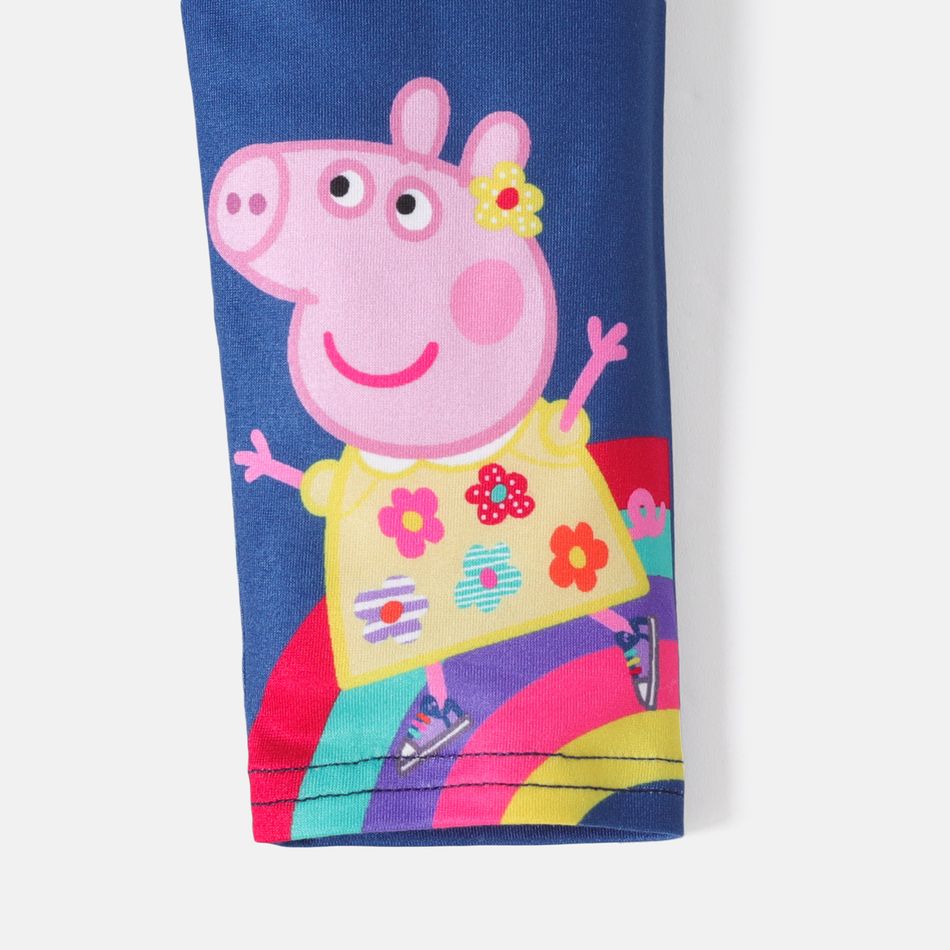 Peppa Pig Toddler Girl Letter Rainbow Print Bowknot Design Leggings Tibetanblue big image 5