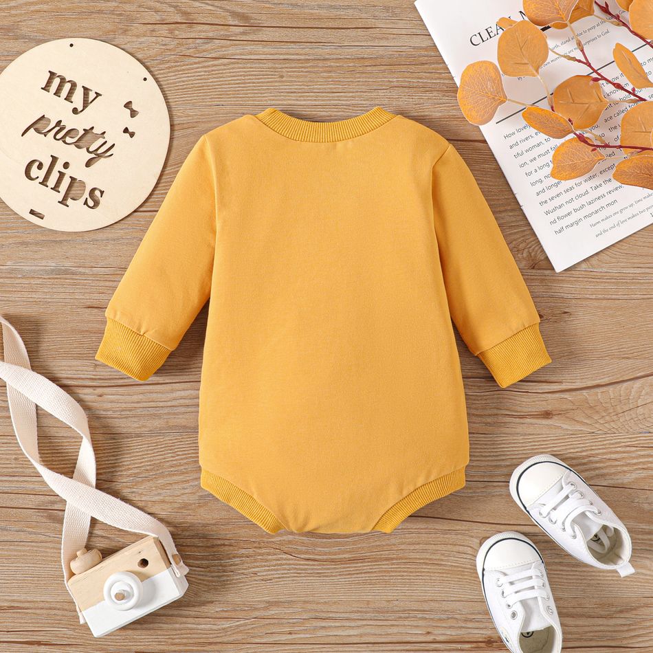 Baby Boy/Girl 95% Cotton Long-sleeve Letter Print Romper Yellow