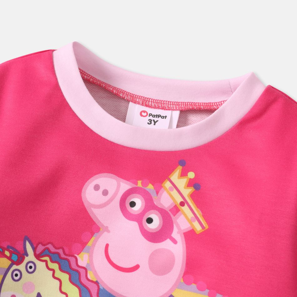 Peppa Pig Toddler Girl Star Print Colorblock Pullover Sweatshirt Pink big image 5