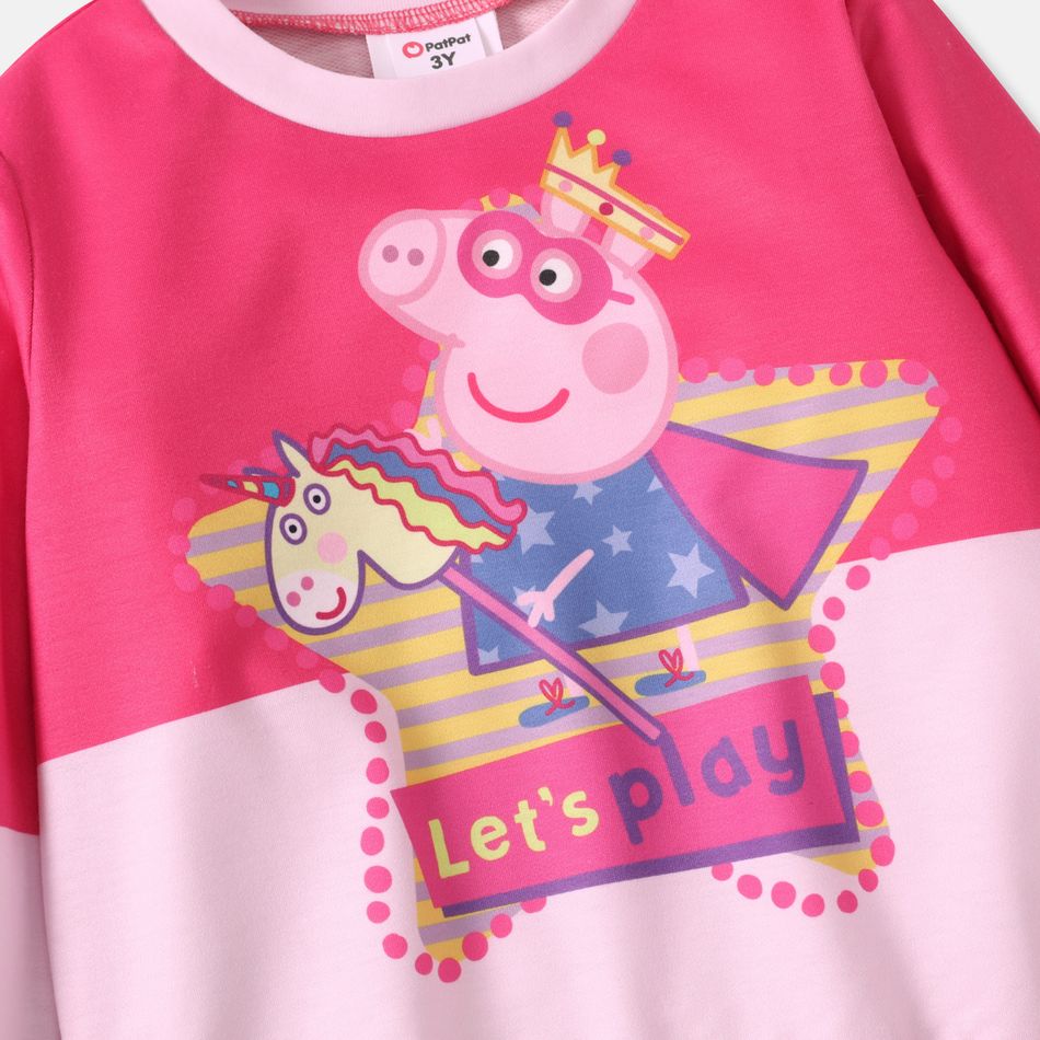 Peppa Pig Toddler Girl Star Print Colorblock Pullover Sweatshirt Pink big image 2