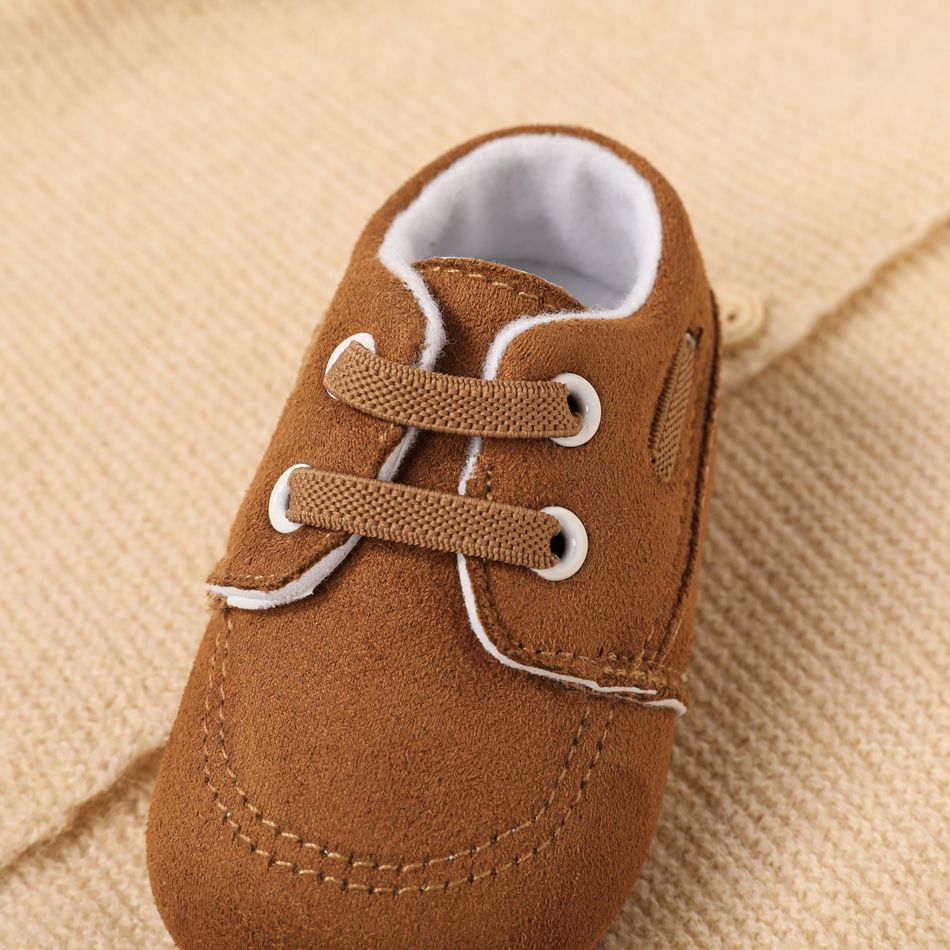 Baby / Toddler Simple Plain Lace Up Prewalker Shoes Brown big image 4