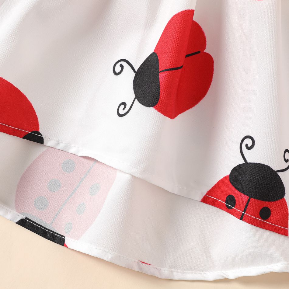2pcs Baby Girl Allover Ladybug Print Long-sleeve Dress with Rib Knit Leggings Set Red-2 big image 5