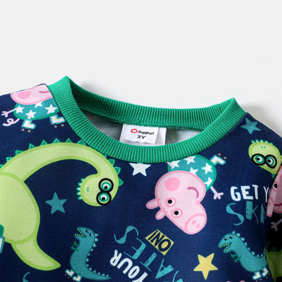 Peppa Pig 2pcs Toddler Boy Animal Print Sweatshirt and Dinosaur Spike Design Cotton Pants Set Colorful big image 3