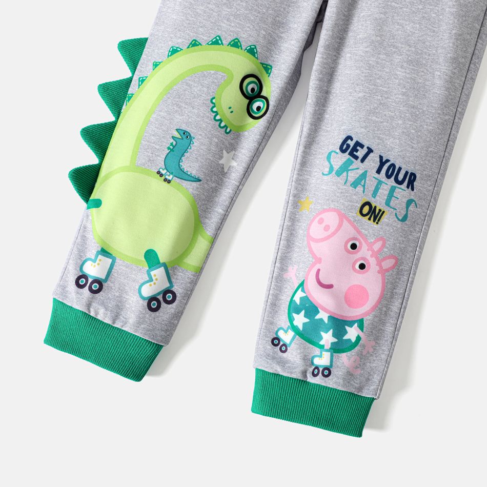 Peppa Pig 2pcs Toddler Boy Animal Print Sweatshirt and Dinosaur Spike Design Cotton Pants Set Colorful