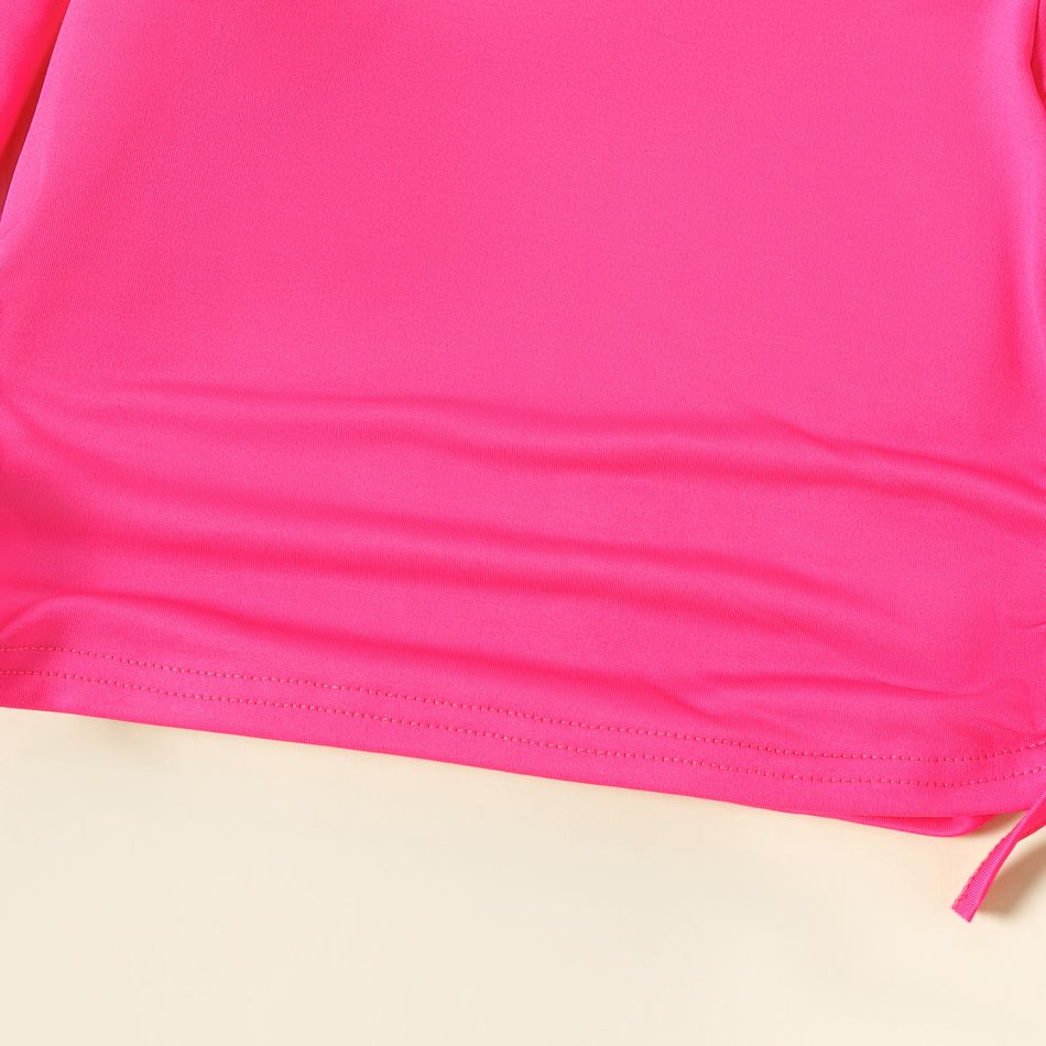 2pcs Toddler Girl Bowknot Design Solid Color Long-sleeve Tee and Letter Print Leggings Set Hot Pink big image 4