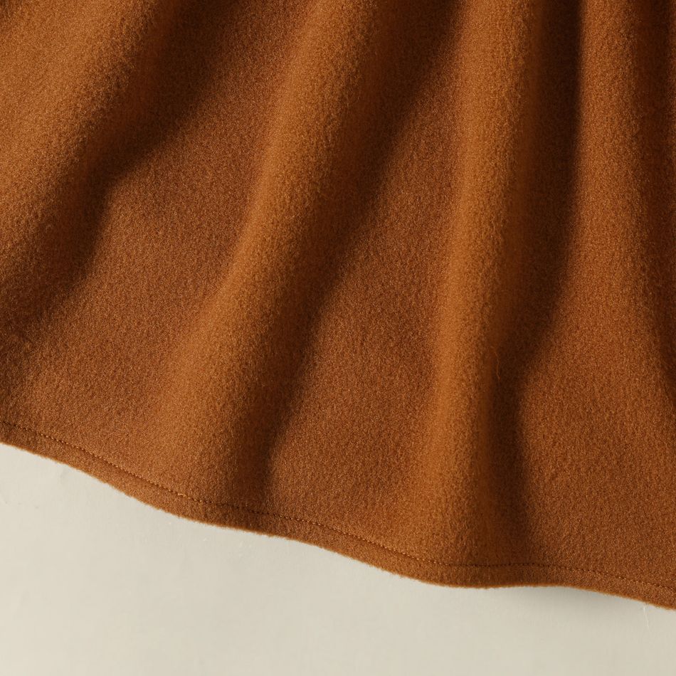 طفل فتاة صغيرة فو اثنين بيان طوق bowknot تصميم لصق فستان طويل الأكمام بنى big image 4