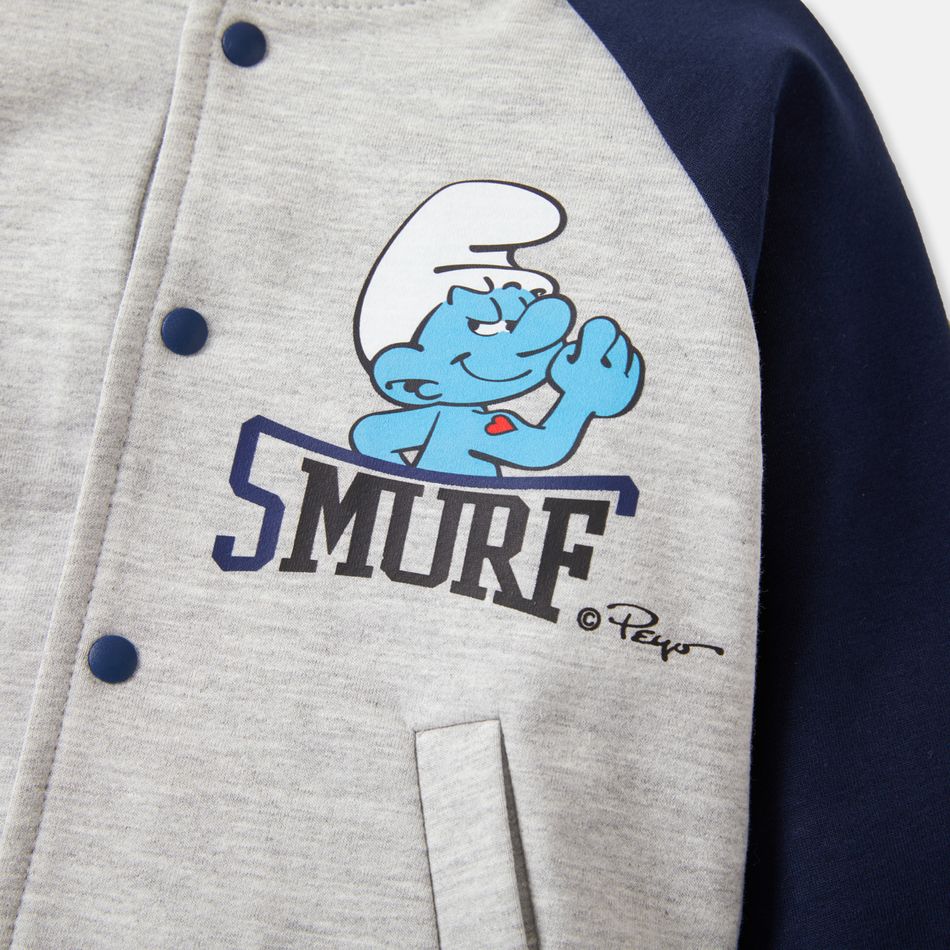 The Smurfs 2pcs Baby Boy Raglan-sleeve Graphic Snap Jacket and Sweatpants Set ColorBlock big image 2