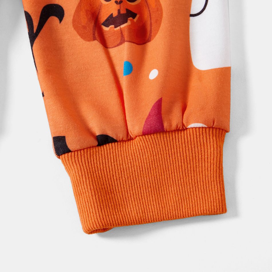 Halloween Allover Ghost Print Orange Long-sleeve Sweatshirts for Mom and Me Orange big image 6