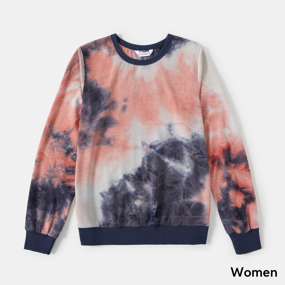 Family Matching Tie Dye Round Neck Long-sleeve Pullover Sweatshirts Blue grey big image 5
