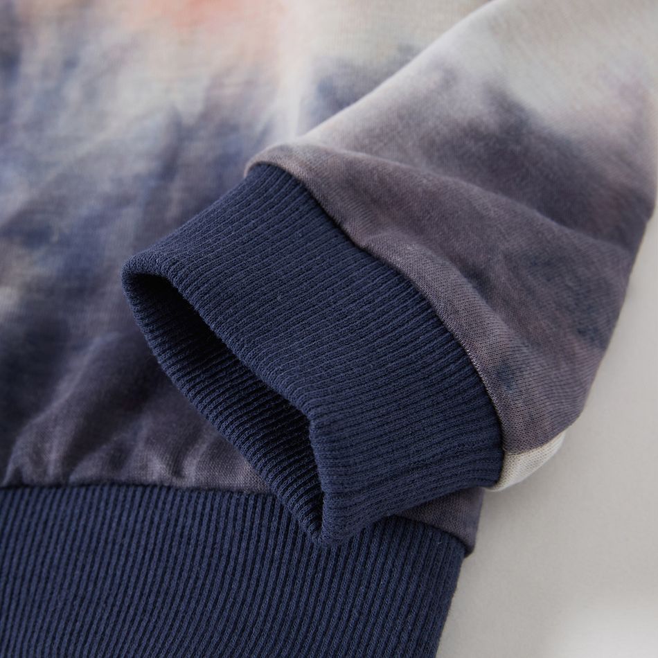Family Matching Tie Dye Round Neck  Long-sleeve Pullover Sweatshirts Blue grey big image 8