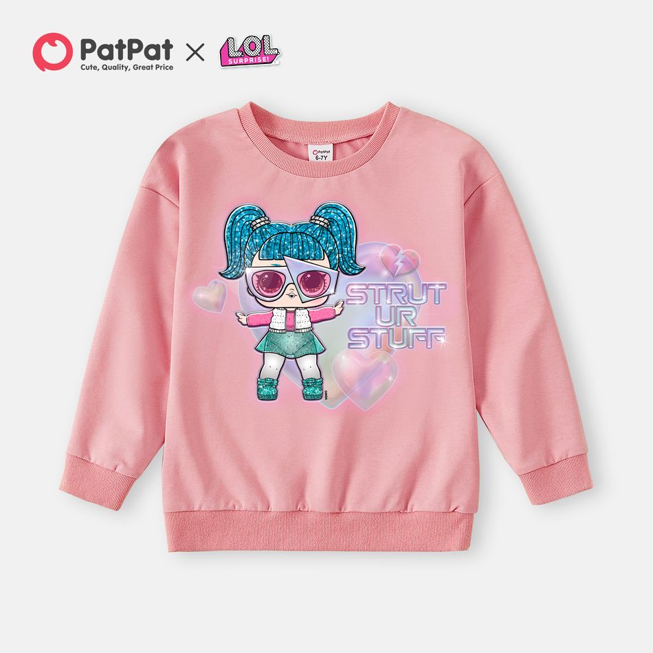 L.O.L. SURPRISE! Kid Girl 100% Cotton Character Print Pink Pullover Sweatshirt Hot Pink big image 1