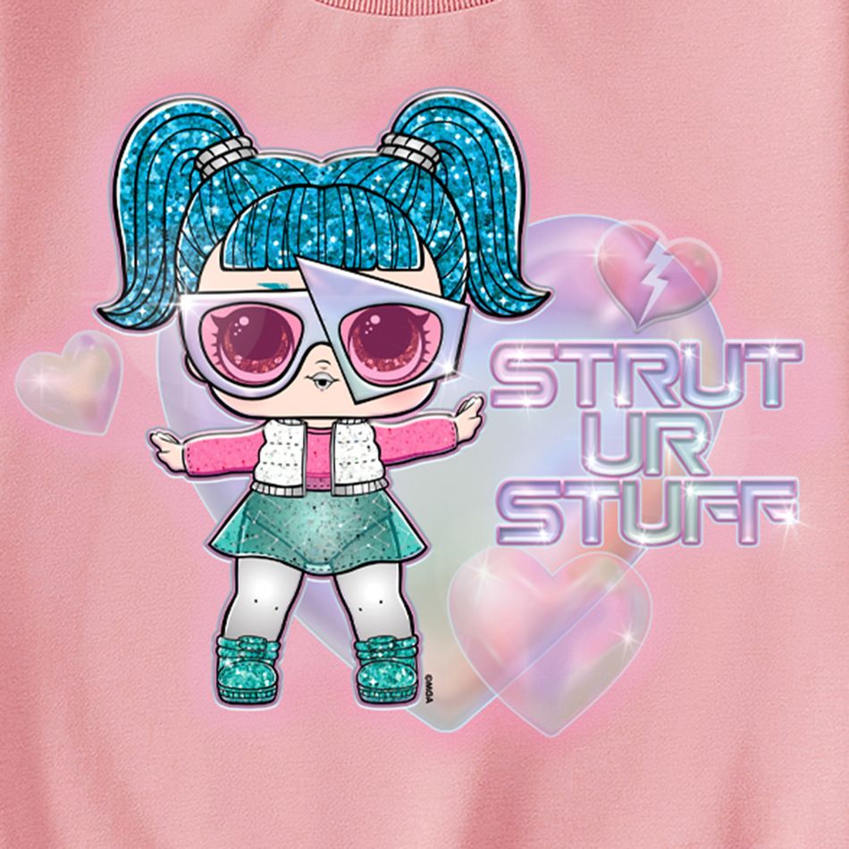 L.O.L. SURPRISE! Kid Girl 100% Cotton Character Print Pink Pullover Sweatshirt Hot Pink big image 2