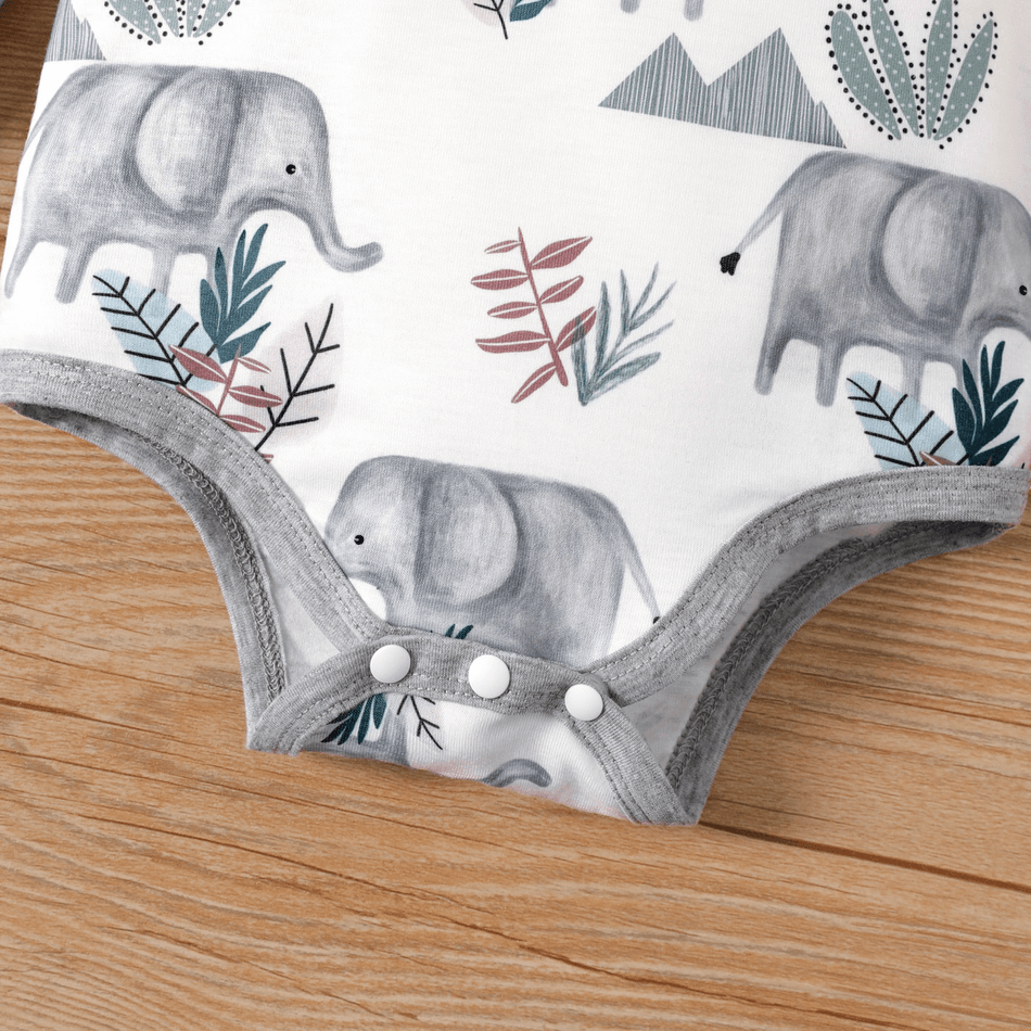 2 pezzi Neonato Ragazzo Elefante Da bambino Manica lunga Tutine Bianco big image 4