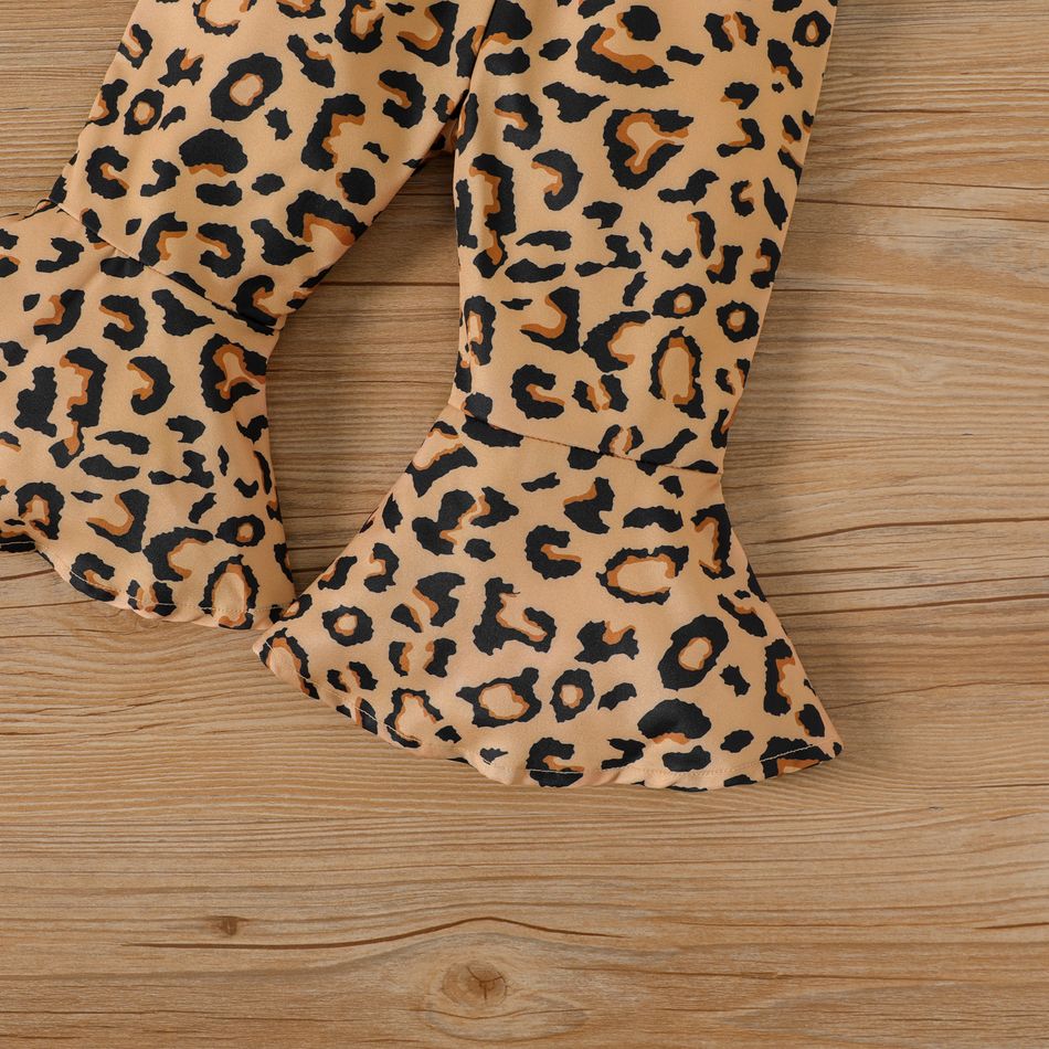 3 unidades Bebé Menina Sem ombro Padrão de leopardo Casual Manga comprida Conjunto para bebé Branco big image 4