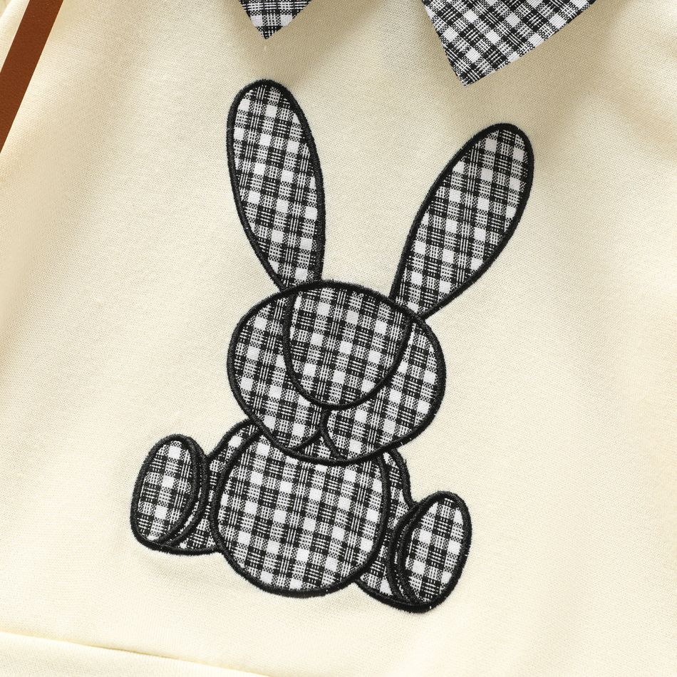 Toddler Girl Plaid Bunny Applique Faux-two Long-sleeve Dress ColorBlock big image 4