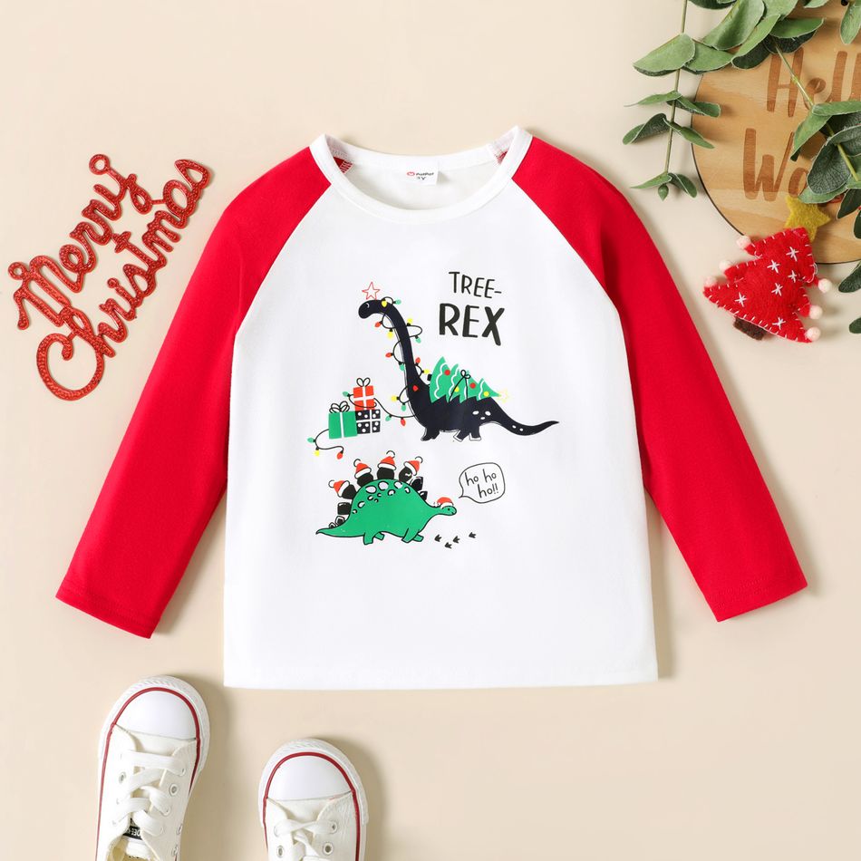 2-Pack Toddler Boy/Girl Christmas Playful Dinosaur Print Long-sleeve Tee MultiColour big image 2