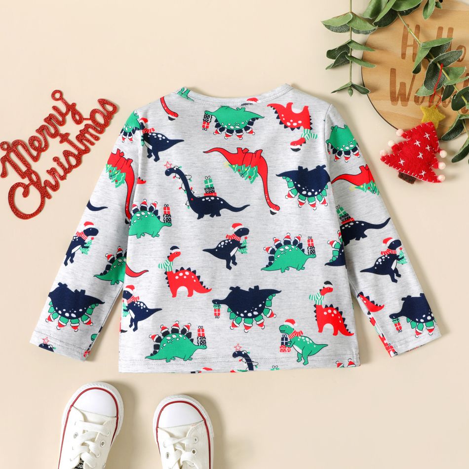 2-Pack Toddler Boy/Girl Christmas Playful Dinosaur Print Long-sleeve Tee MultiColour big image 8